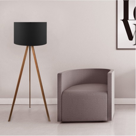 Rosling Megapap Mdf/fabric/Pvc floor lamp in walnut/black color 38x21x140cm.