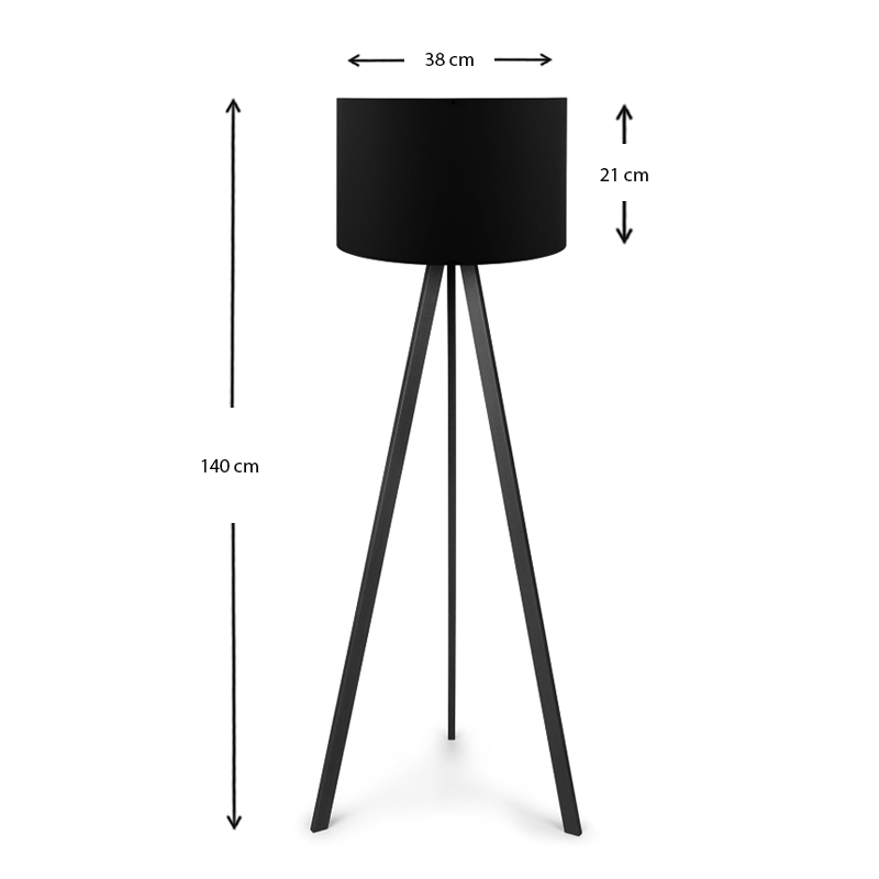 Rosling Megapap Mdf/fabric/Pvc floor lamp in black color 38x21x140cm.