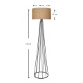 Clarke Megapap metallic/fabric floor lamp in black/natural color 38x38x155cm.