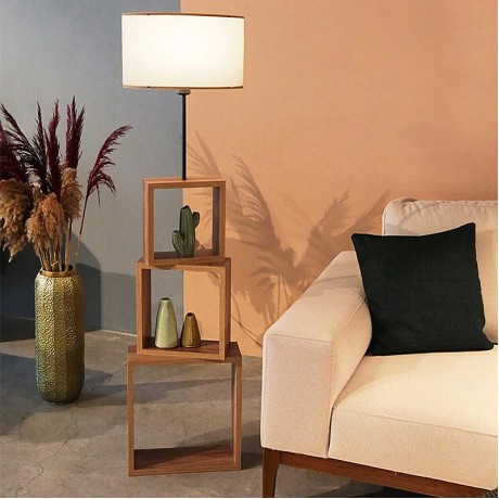 Φωτιστικό δαπέδου Claude Megapap Mdf/fabric Pvc χρώμα καφέ/μπεζ 37x20x140εκ.
