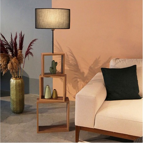 Claude Megapap Mdf/fabric/Pvc floor lamp in brown/black color 37x20x140cm.