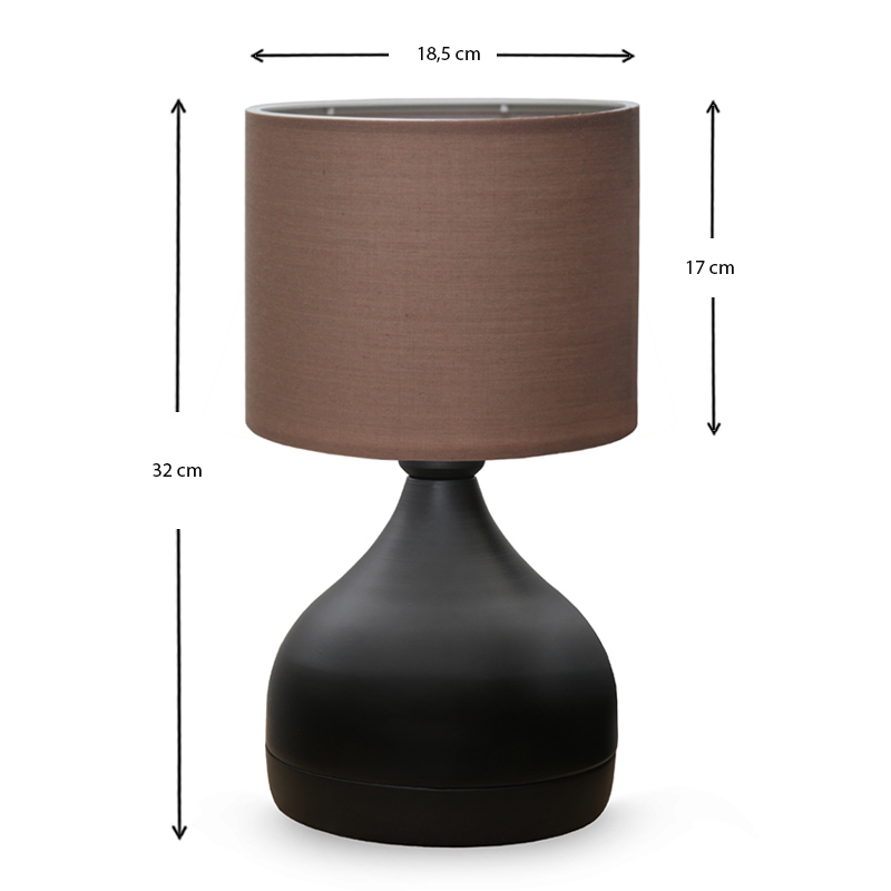 Neil Megapap fabric/metallic table lamp in brown/black color 18,5x17x32cm.