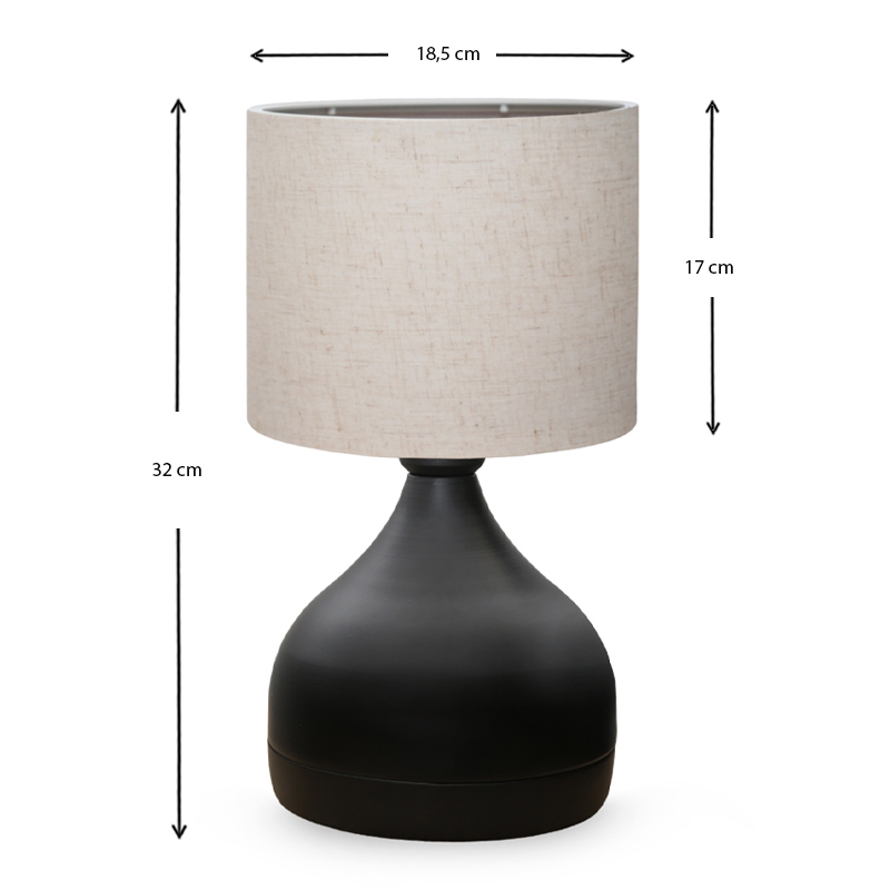 Neil Megapap fabric/metallic table lamp in cream/black color 18,5x17x32cm.