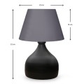 Hubert Megapap fabric/metallic table lamp in grey/black color 22x14x32cm.