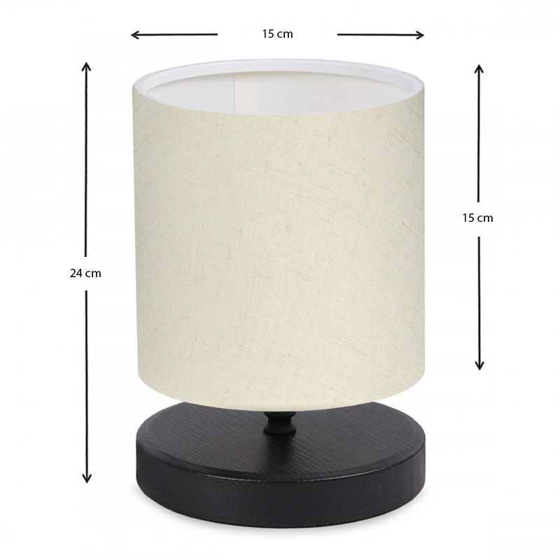 Hassard Megapap fabric/Mdf table lamp in cream/black color 15x16x22cm.
