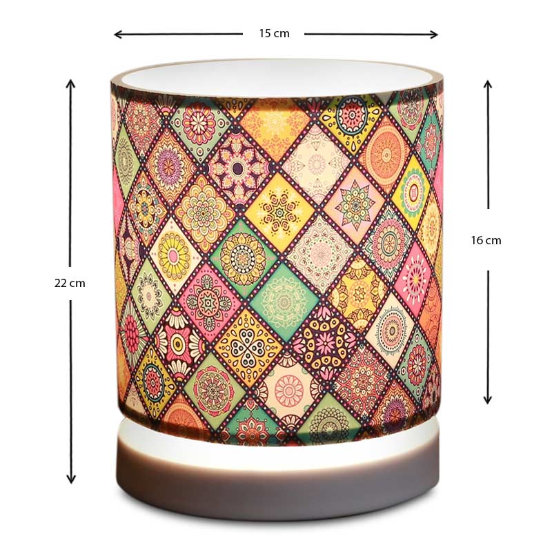 Hassard Megapap fabric/Mdf table lamp in colourful/white color 15x16x22cm.