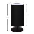 Winkler Megapap fabric/wooden/metallic table lamp in black color 15x24x30cm.