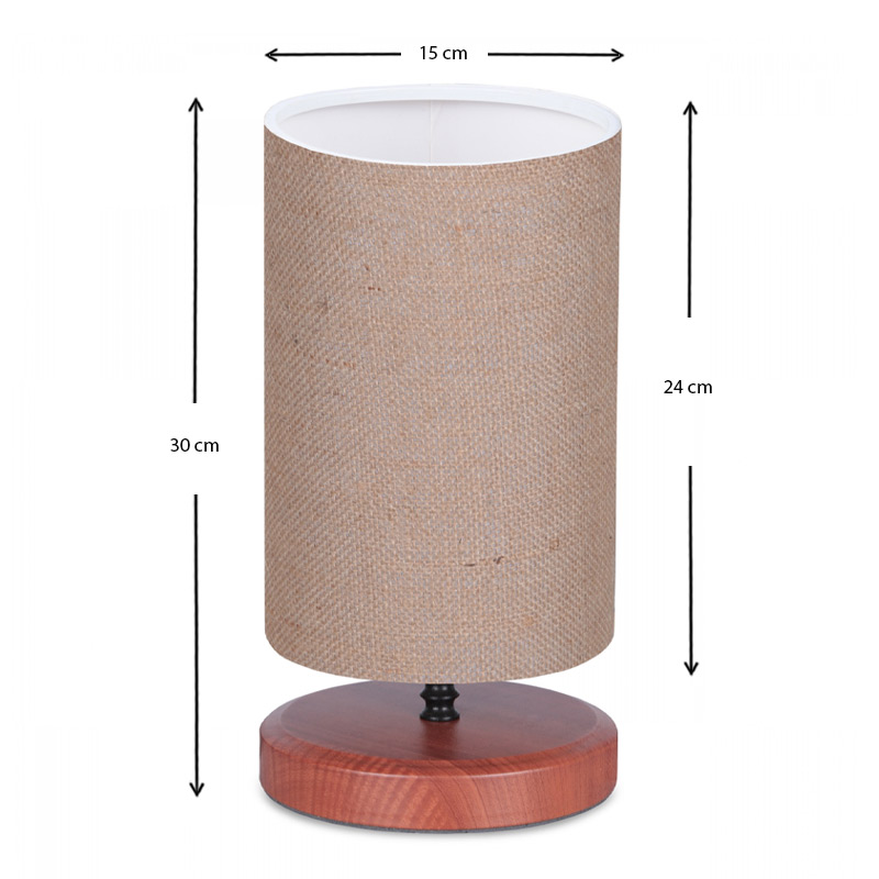 Winkler Megapap wicker fabric/wooden/metallic table lamp in light brown color 15x24x30cm.