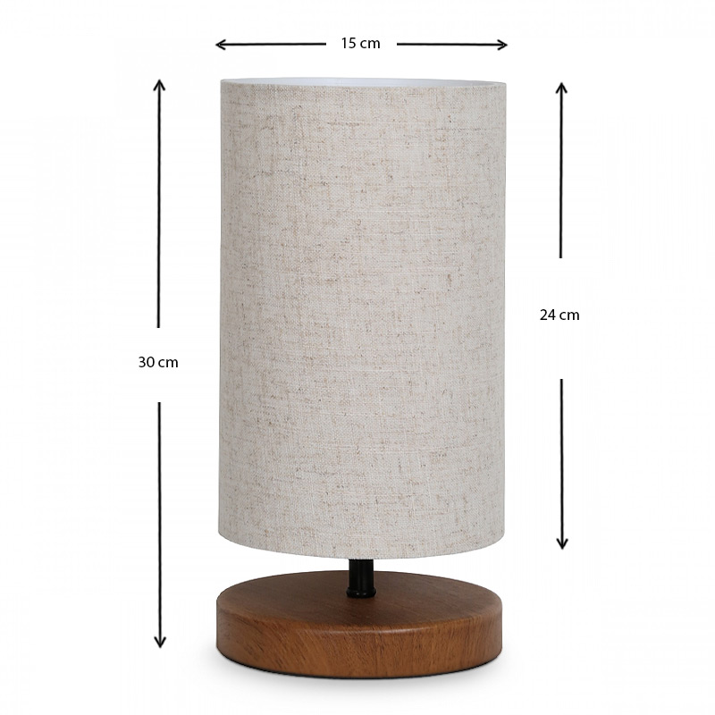 Winkler Megapap wicker fabric/wooden/metallic table lamp in light brown color 15x15x30cm.