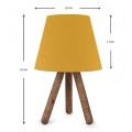 Lander Megapap E27 fabric/Pvc/wooden table lamp in yellow/brown color 22x17x33cm.