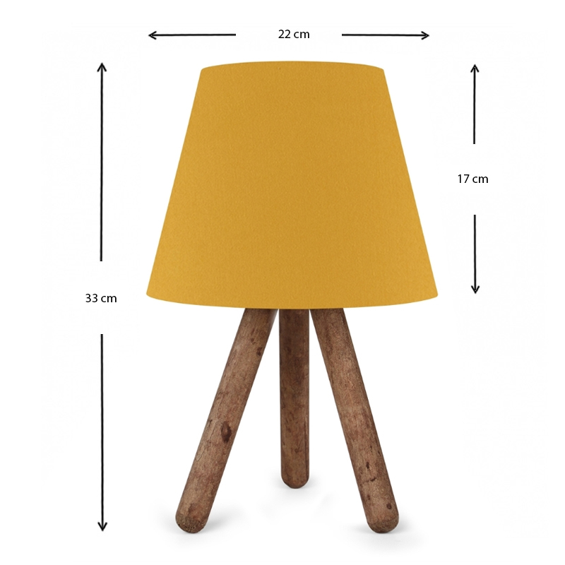 Lander Megapap E27 fabric/Pvc/wooden table lamp in yellow/brown color 22x17x33cm.