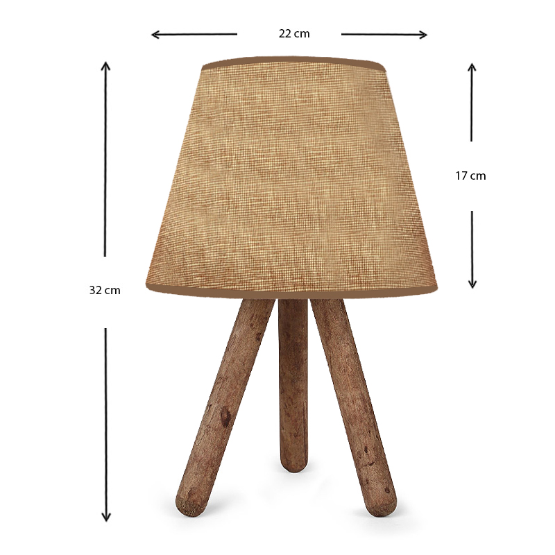 Lander Megapap fabric/Pvc/wooden table lamp in sand beige/brown color 22x17x32cm.
