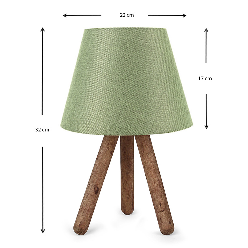 Lander Megapap fabric/Pvc/wooden table lamp in cypress/brown color 22x17x32cm.