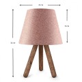 Lander Megapap fabric/Pvc/wooden table lamp in pink/brown color 22x14x32cm.