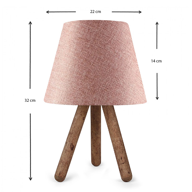 Lander Megapap fabric/Pvc/wooden table lamp in pink/brown color 22x14x32cm.