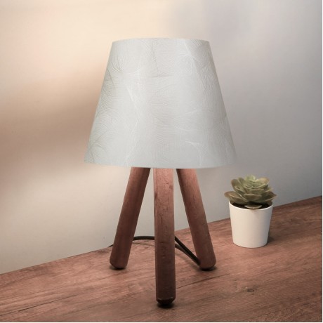 Lander Megapap fabric/Pvc/wooden table lamp in white/brown color 22x14x32cm.