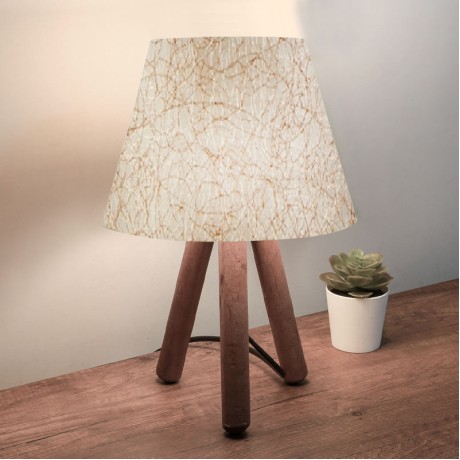 Lander Megapap E27 fabric/Pvc/wooden table lamp in golden beige/brown color 22x17x33cm.