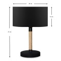 Jean Megapap fabric/rope/chrome table lamp in black/natural color 24x13x37cm.