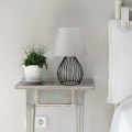 Akerlind Megapap fabric/Pvc/metallic table lamp in light grey/black color 22x17x36cm.