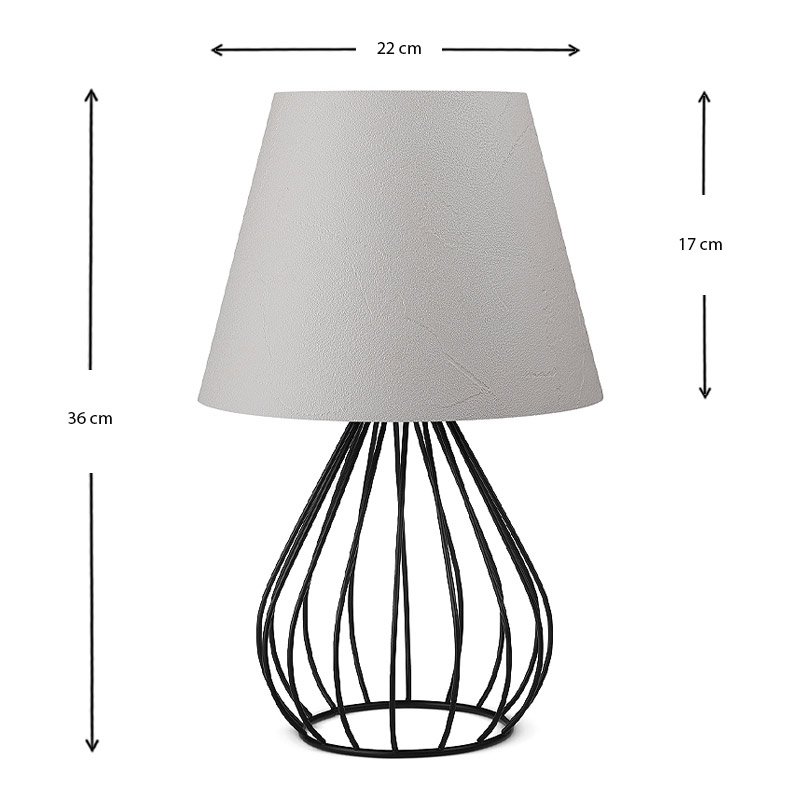 Akerlind Megapap fabric/Pvc/metallic table lamp in light grey/black color 22x17x36cm.