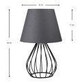 Akerlind Megapap fabric/Pvc/metallic table lamp in light anthracite/black color 22x17x36cm.