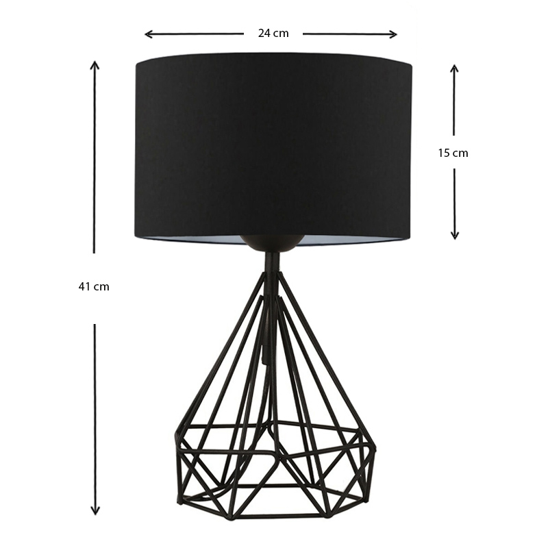 Christopher Megapap fabric/metallic table lamp in black color 24x15x41cm.