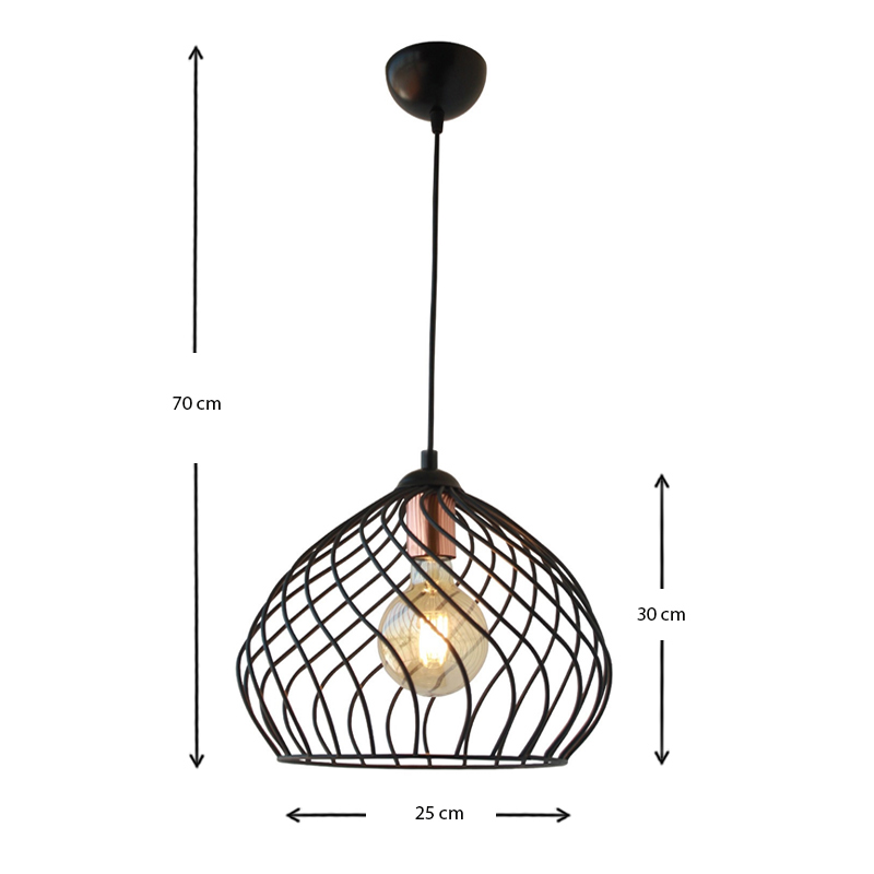 Dennis Megapap metallic ceiling lamp in black color 21x30x70cm.