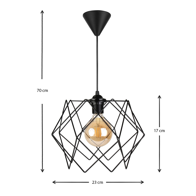 Pyant Megapap metallic ceiling lamp in black color 23x17x70cm.