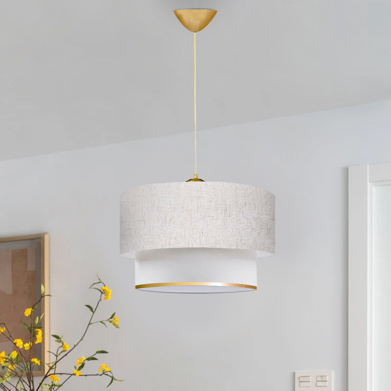 Barnhart Megapap fabric ceiling lamp in white/golden color 30x20x70cm.