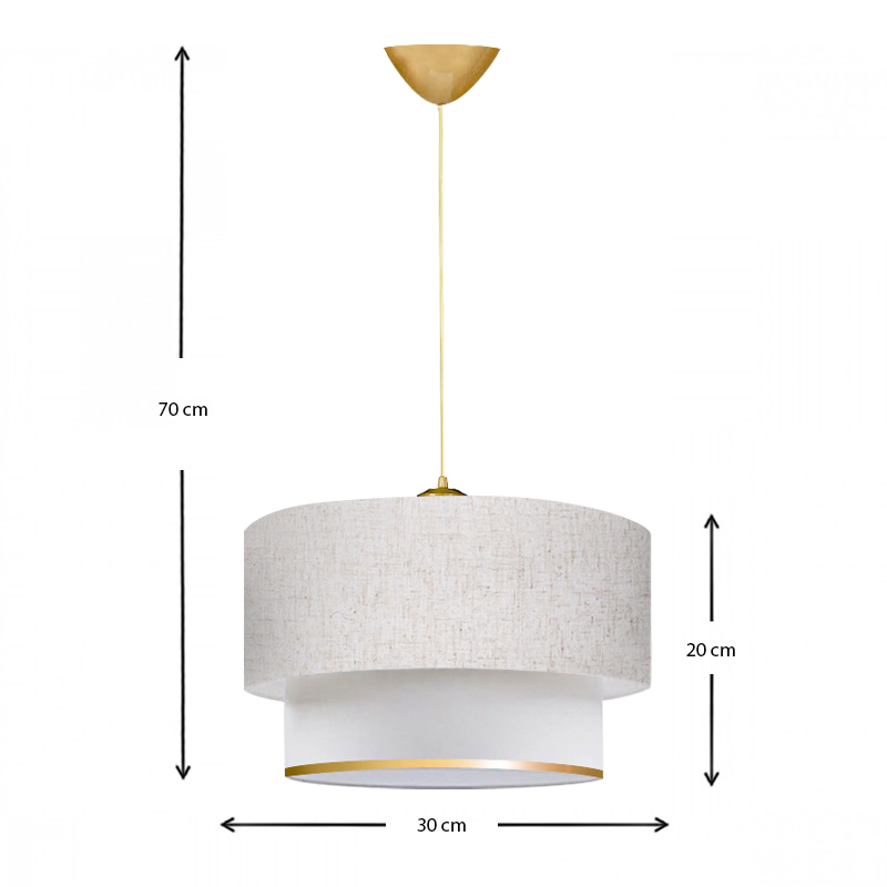 Barnhart Megapap fabric ceiling lamp in white/golden color 30x20x70cm.