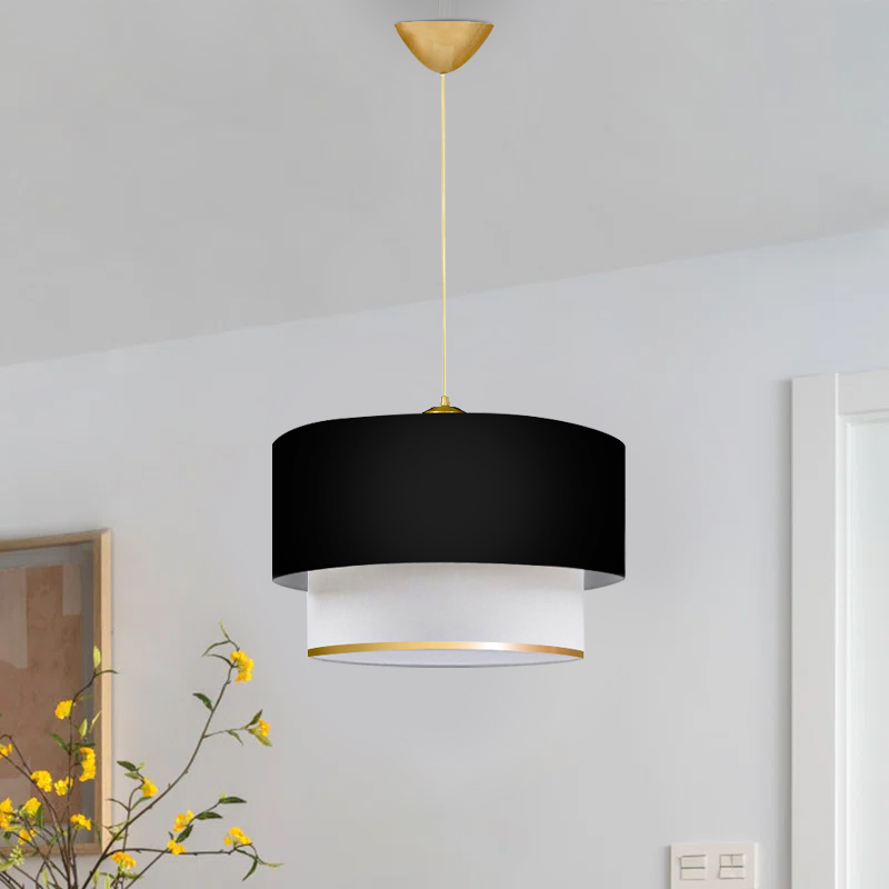 Barnhart Megapap fabric ceiling lamp in black/golden color 30x20x70cm.