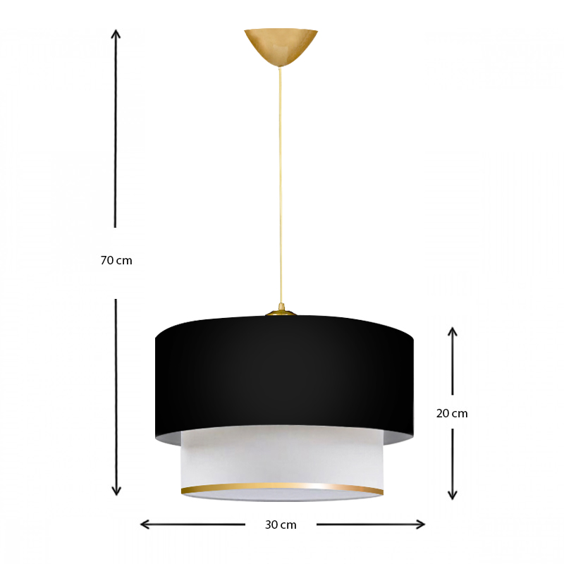 Barnhart Megapap fabric ceiling lamp in black/golden color 30x20x70cm.
