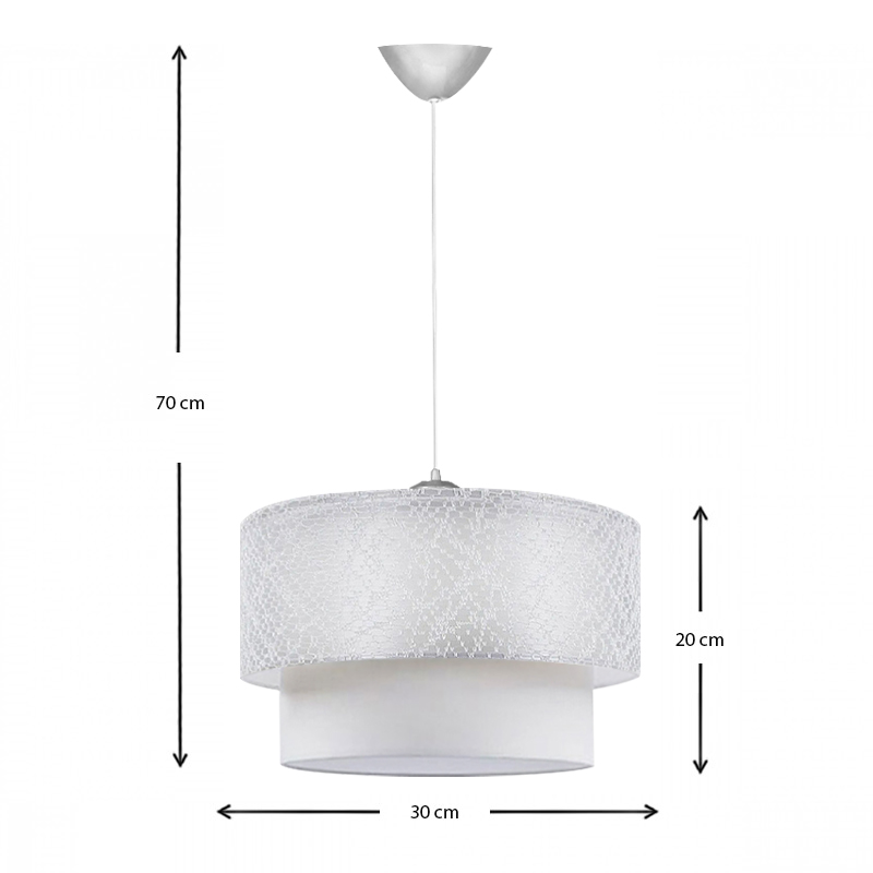 Barnhart Megapap fabric ceiling lamp in white color 30x30x70cm.