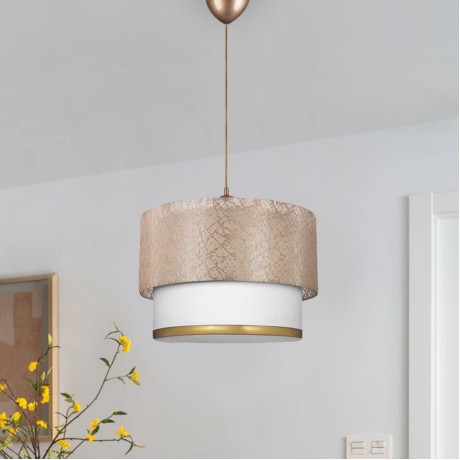 Barnhart Megapap fabric ceiling lamp in golden/cream color 30x20x70cm.