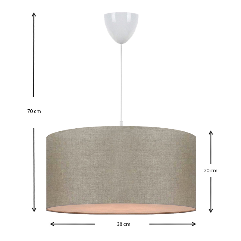 Monahan Megapap fabric ceiling lamp in sand beige color 38x20x70cm.