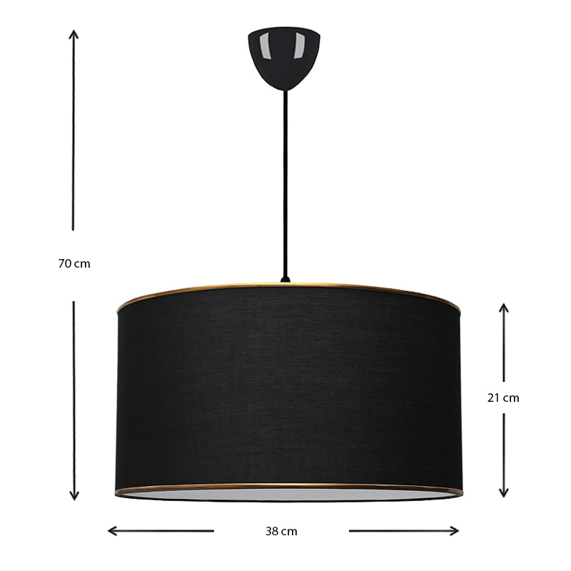 Alloy Megapap fabric ceiling lamp in black color 38x20x70cm.