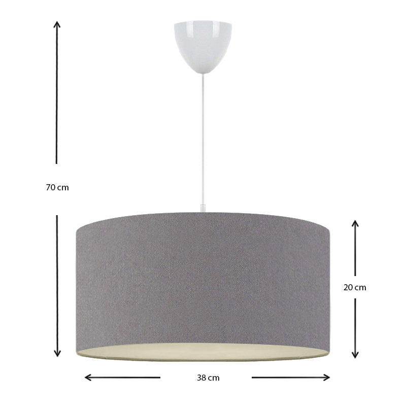 Monahan Megapap fabric ceiling lamp in grey color 38x20x70cm.