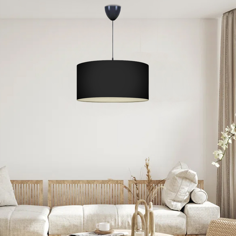 Monahan Megapap fabric ceiling lamp in black color 38x21x70cm.