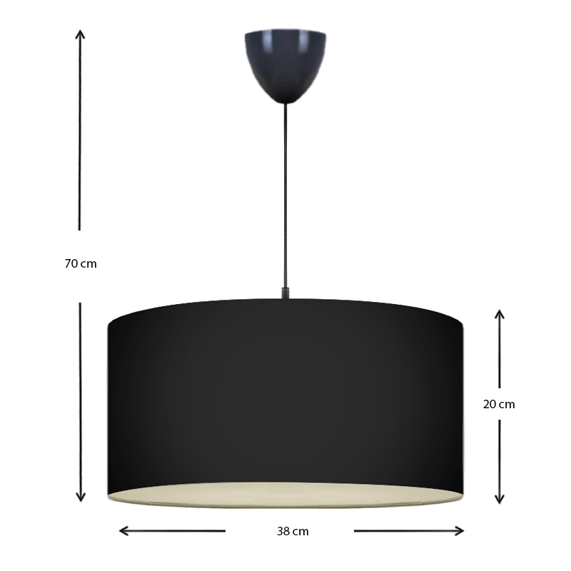 Monahan Megapap fabric ceiling lamp in black color 38x21x70cm.