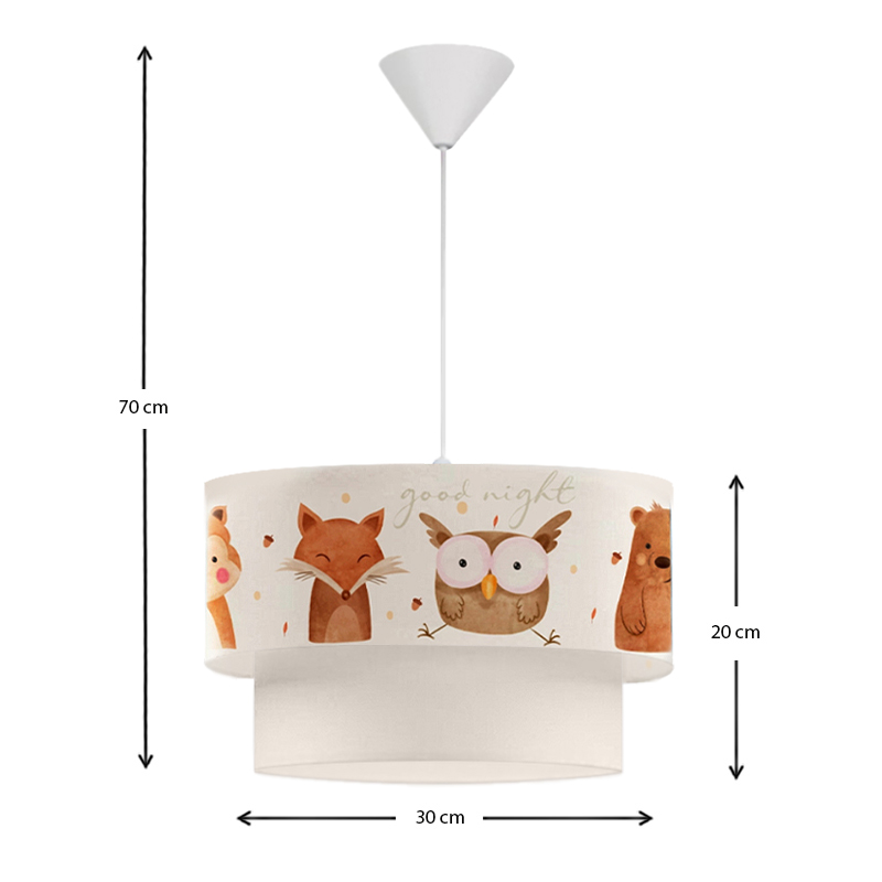 Goofy Megapap fabric ceiling lamp with various cute little animals 30x20x70cm.
