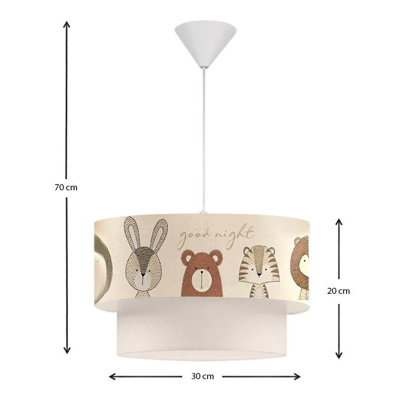 Goofy Megapap fabric ceiling lamp with cute little animals 30x20x70cm.