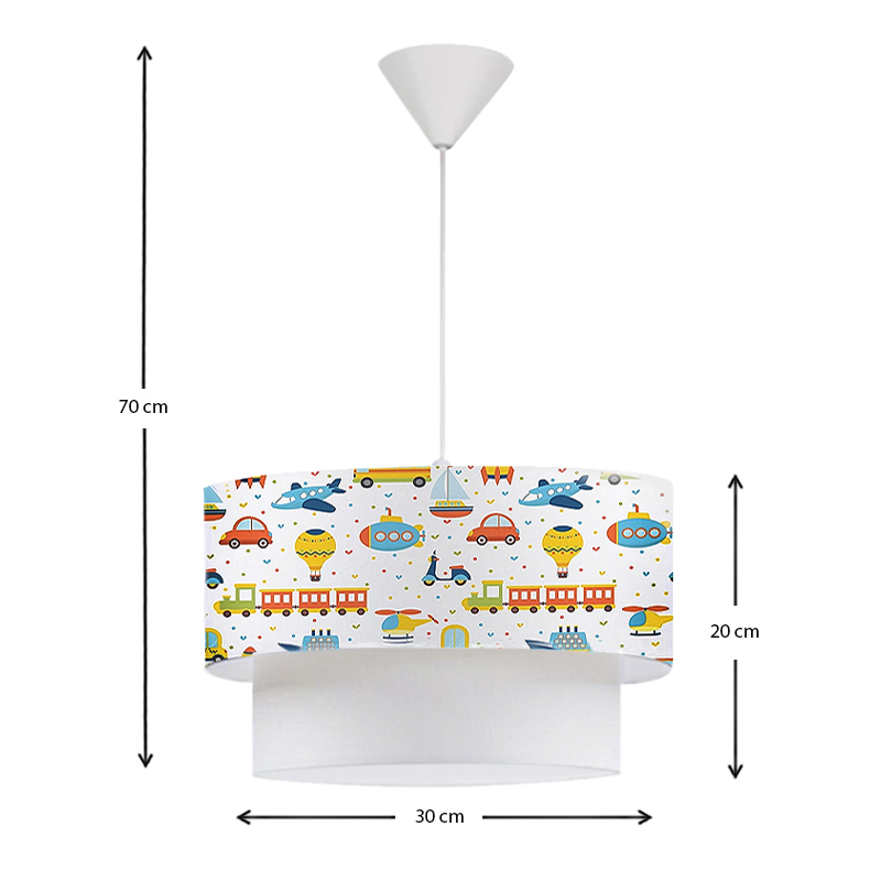 Goofy Megapap fabric ceiling lamp with cute cars 30x20x70cm.
