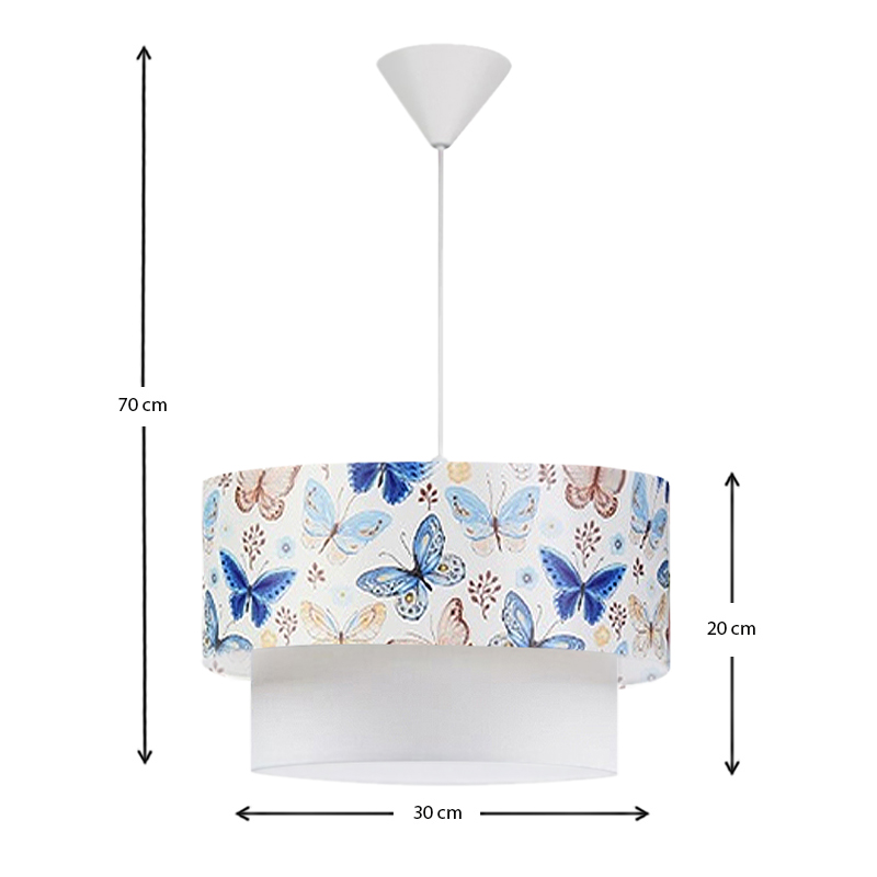 Goofy Megapap fabric ceiling lamp with various cute little butterflies 30x20x70cm.