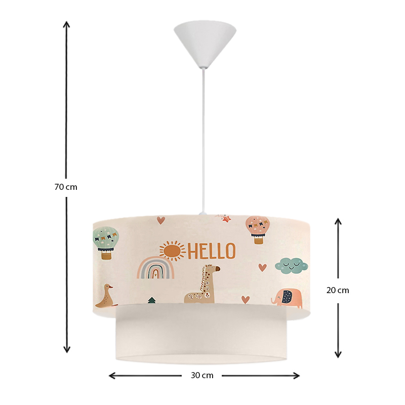 Goofy Megapap fabric ceiling lamp with various cute little animals 30x20x70cm.