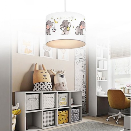 Goofy Megapap fabric ceiling lamp with cute little elephants 24x22x70cm.