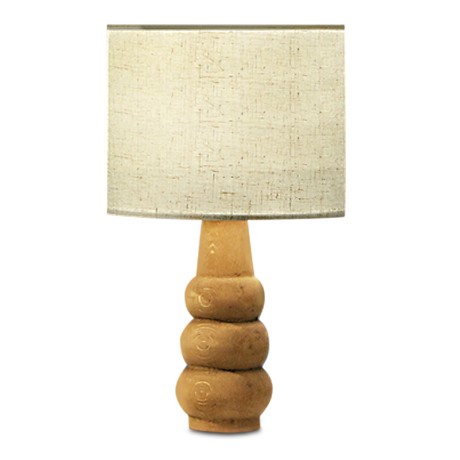 Ginger Megapap Ε27 fabric/Mdf table light in cream/brown color 19x16x30cm.