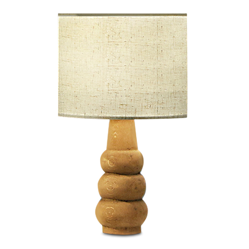 Ginger Megapap Ε27 fabric/Mdf table light in cream/brown color 19x16x30cm.