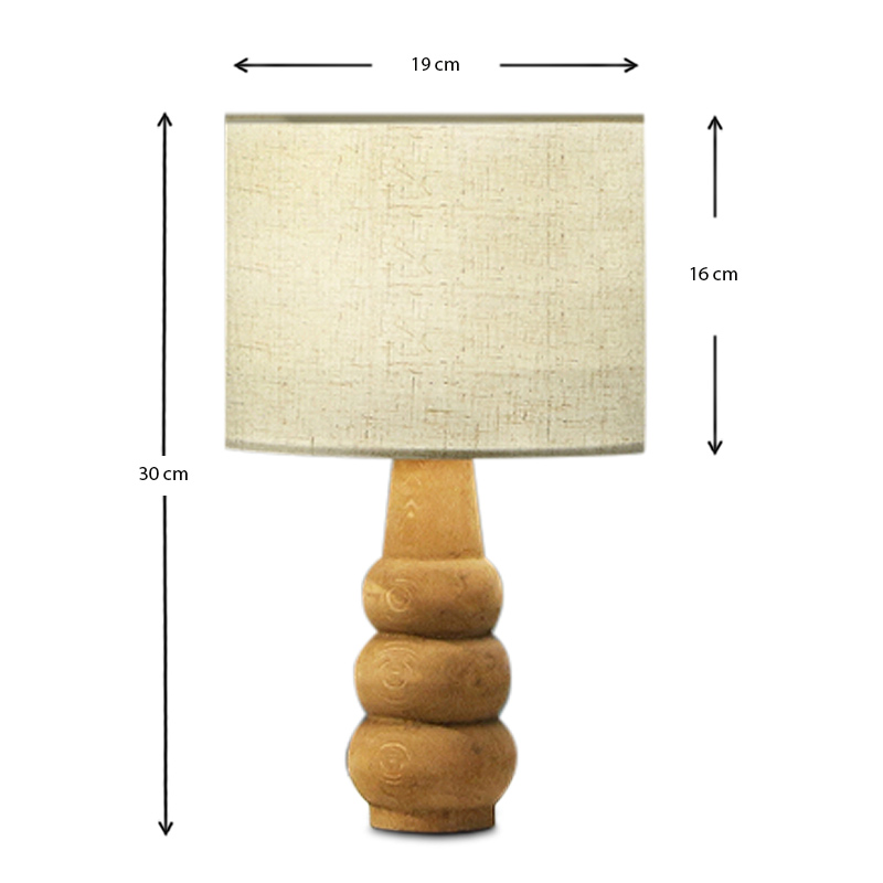 Ginger Megapap Ε27 fabric/Mdf table light in cream/brown color 19x16x30cm.