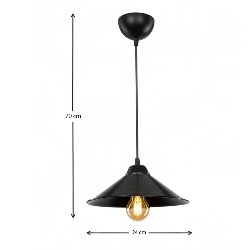 Felicity Megapap E27 plastic eiling lamp in black color 24x24x70cm.