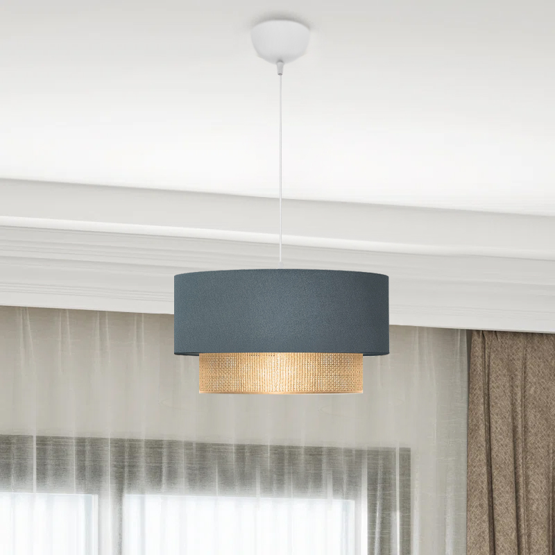 Lucifer Megapap Ε27 fabric ceiling lamp in blue anthracite color 30x15x70cm